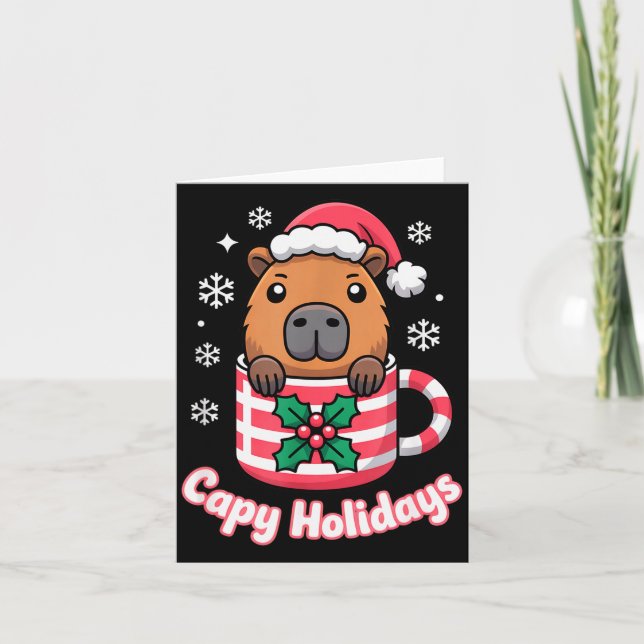 Carte Capy Holidays Cute Capybara Christmas Santa Hat  (Devant)