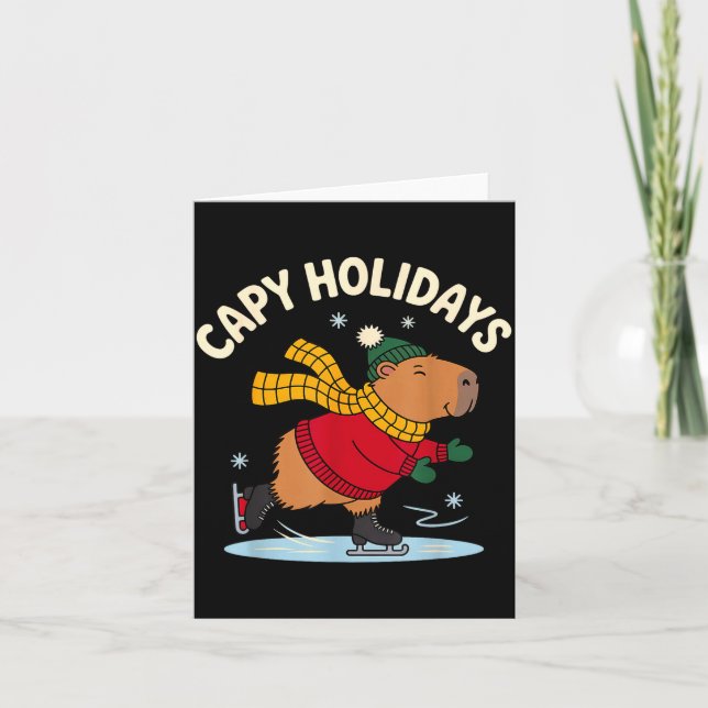Carte Capy Holidays Ice Skating Capybara Funny Xmas Chri (Devant)