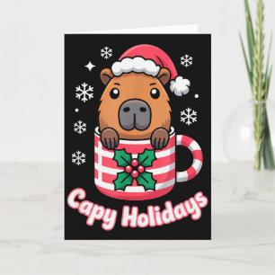 Carte Capy Vacances Capybara Mignon Chapeau de Noël de P