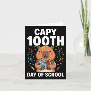 Carte Capybara 100e jour d'école Mignon Capy Animal