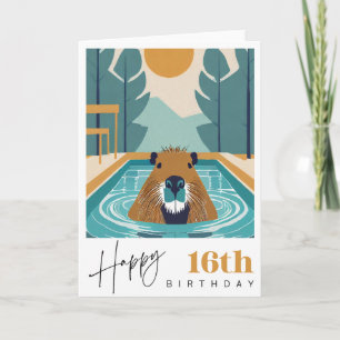 Carte Capybara 16e anniversaire