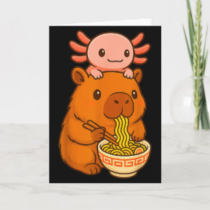 Carte Capybara Anime Ramen Axolotl Drôle Graphique Kawai