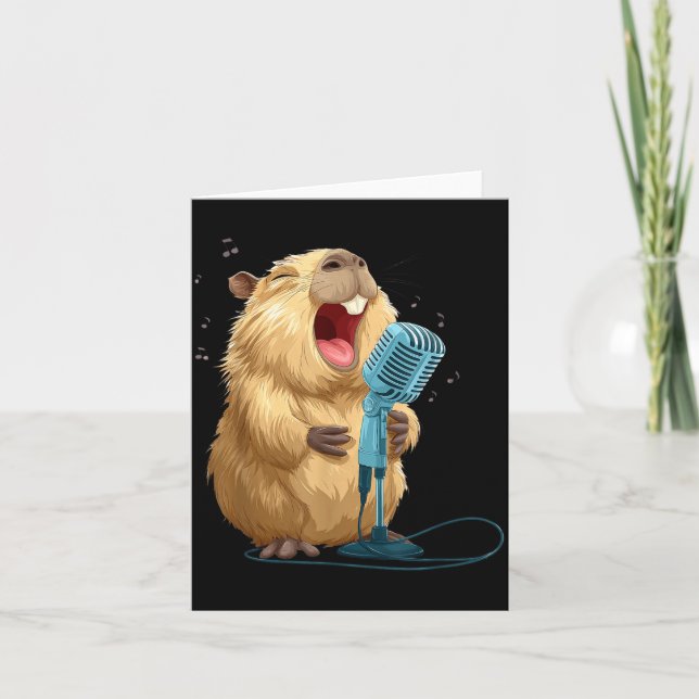 Carte Capybara de karaoké mignon avec micro pour chanteu (Devant)