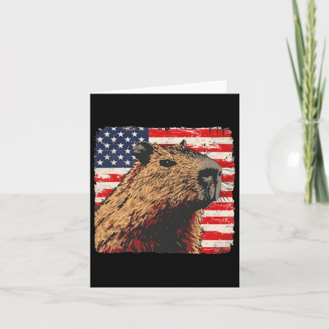 Carte Capybara Drapeau Usa Amoureux Du 4 Juillet  (Devant)