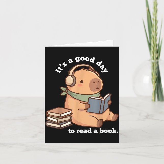 Carte Capybara drôle lisant un livre de lecture mignon p (Devant)