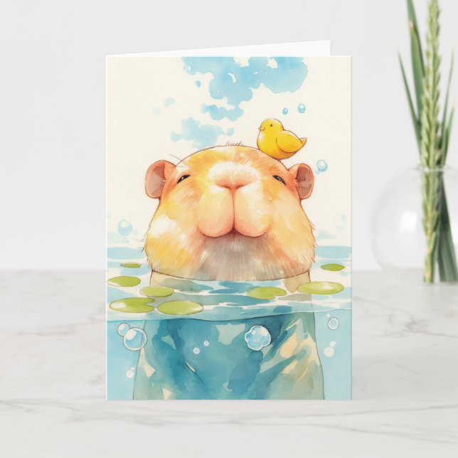 Carte Capybara et ami des oiseaux (Devant)
