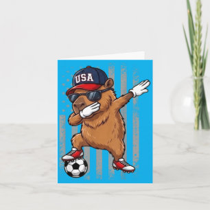Carte Capybara faisant le dab Funny Soccer Garçons Fille
