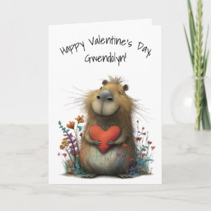 Carte Capybara Fantaisiste Joyeuse Saint-Valentin