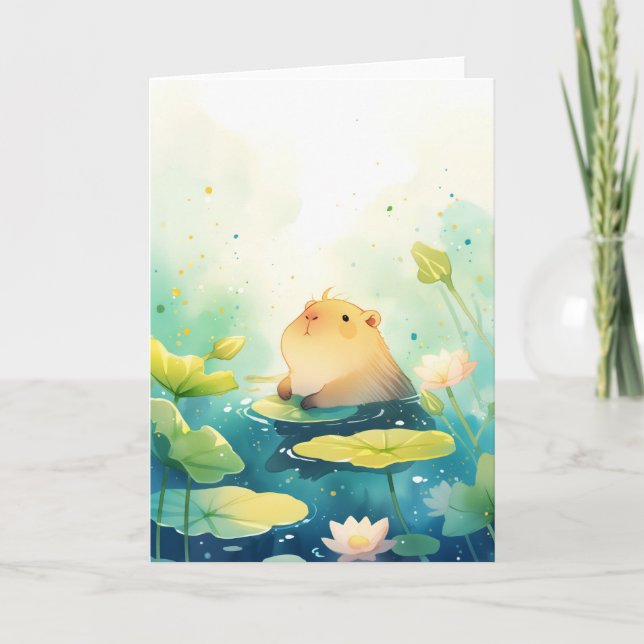 Carte Capybara Flottant dans le Bonheur (Devant)