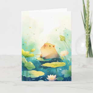 Carte Capybara Flottant dans le Bonheur