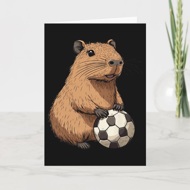 Carte Capybara Foot drôle  (Devant)