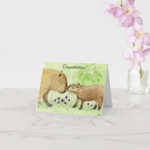 Carte Capybara mère et bébé