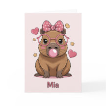 Capybara Mignon avec Lunettes et Bubble Gum