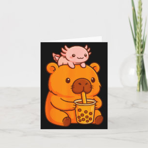Carte Capybara Mignon Buvant du Thé aux Bulles et Kawa A