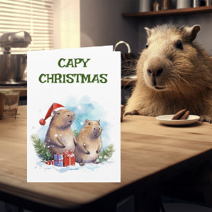 Carte Capybara Noël vacances Capy