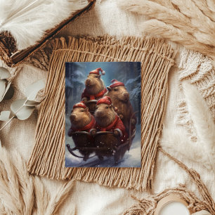 Carte Capybara Noël vacances Capy