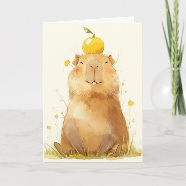 Carte Capybara Orange Vous Êtes Heureux (Devant)