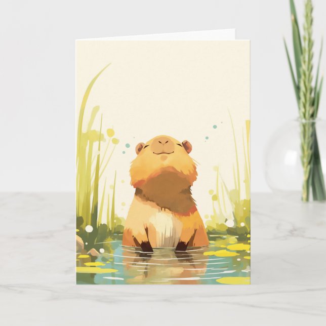 Carte Capybara profitant de l'eau (Devant)