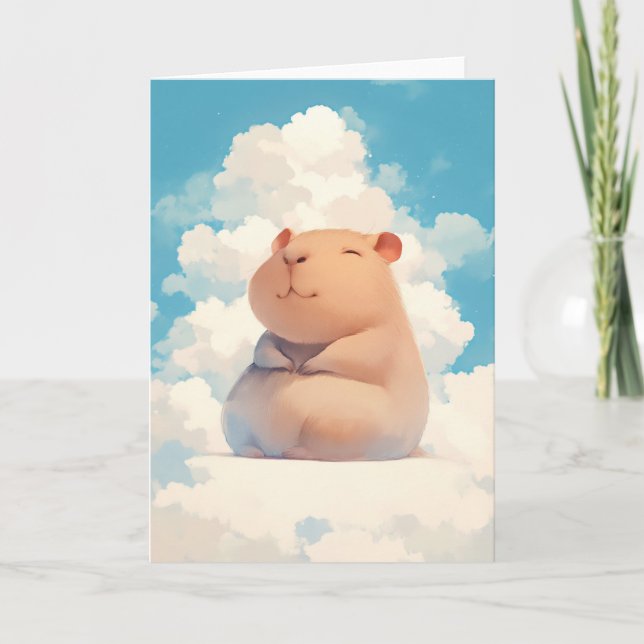 Carte Capybara se détendant sur un nuage (Devant)