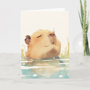 Carte Capybara se rafraîchissant