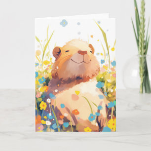 Carte Capybara Sieste Herbeuse