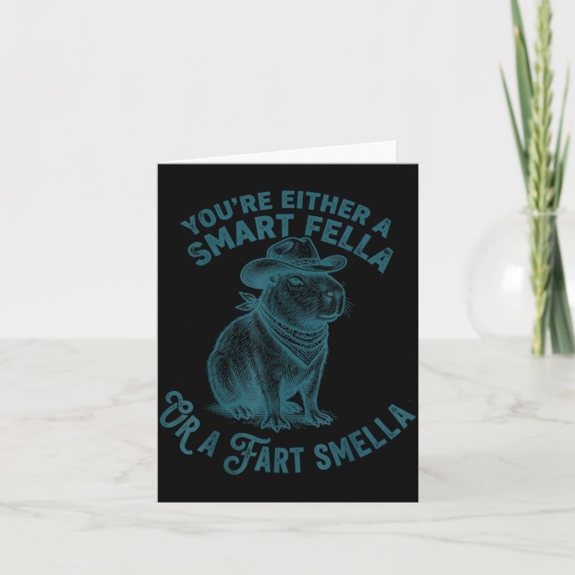 Carte Capybara Smart Fella Fart Smella Funny Cowboy Humo (Devant)