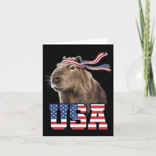 Carte Capybara Usa Drapeau Américain Patriotique Hommes 