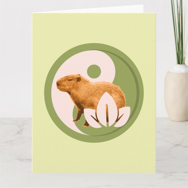 Carte Capybara Zen Yin Yang Nature Paisible (Devant)