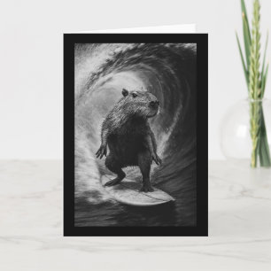 Carte Capyra drôle de surf selfie planche de surf animal