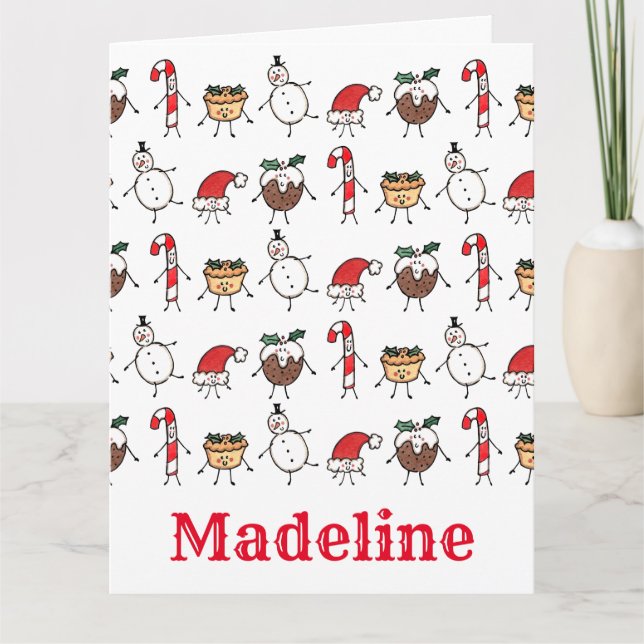 Carte Caractères de Noël personnalisés (Devant)