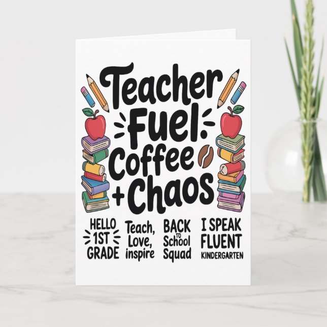 Carte Carburant pour Enseignant Café Chaos Drôle Ck Tee  (Devant)