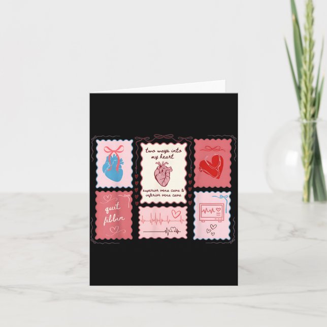 Carte Cardiac Nurse Scalloped Stamp Heart Anatomy Coquet (Devant)