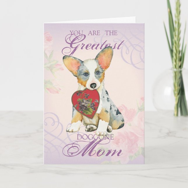 Carte Cardigan Welsh Corgi Heart Mom (Devant)