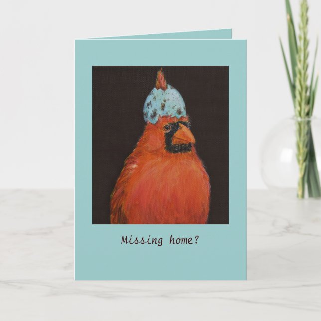 Carte Cardinal avec casquette d'oeuf, Manquant de la mai (Devant)