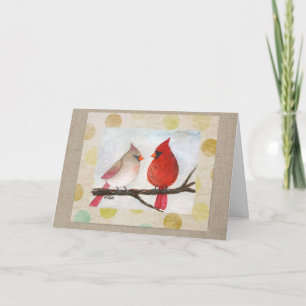 Carte Cardinal Couple Hiver Art Confort Noël personnalis