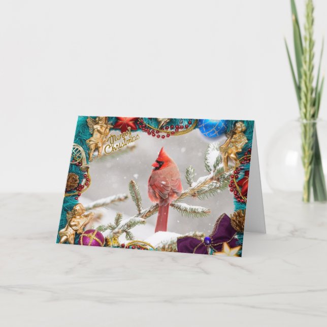 Carte Cardinal de Noël de neige (Devant)