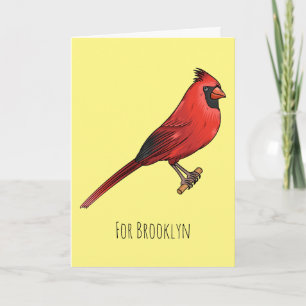 Carte Cardinal du Nord dessin animé d'oiseau