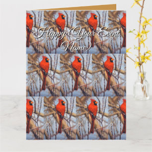 Carte Cardinal rouge joli oiseau perché sur une branche 