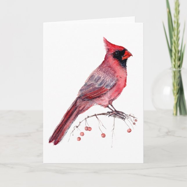 Carte Cardinal rouge oiseau (Devant)