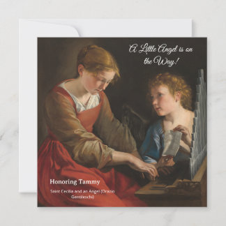 Carte CARDSainte Cécile Ange Orgue Baroque Baby Shower