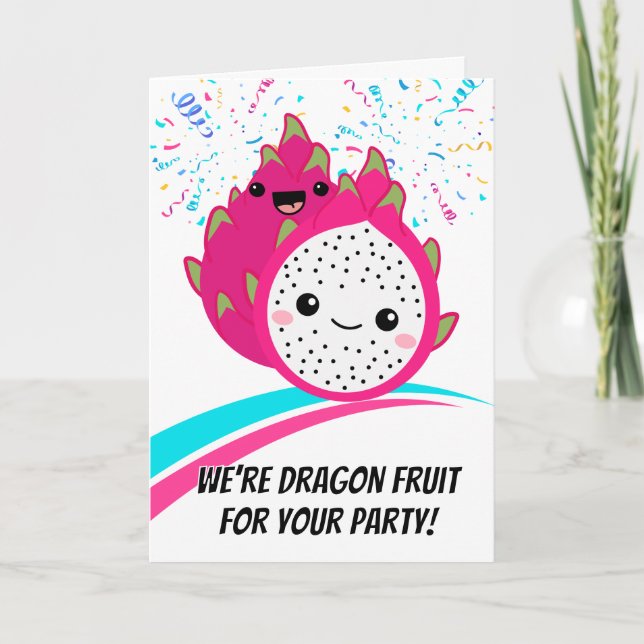 Carte Caricature à base de dragon de fruits RSVP (Devant)
