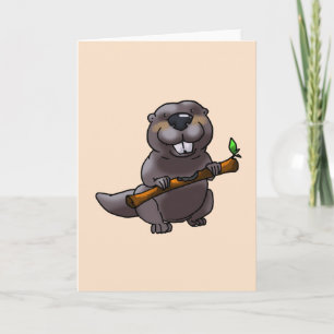 Carte caricature de castor mignon