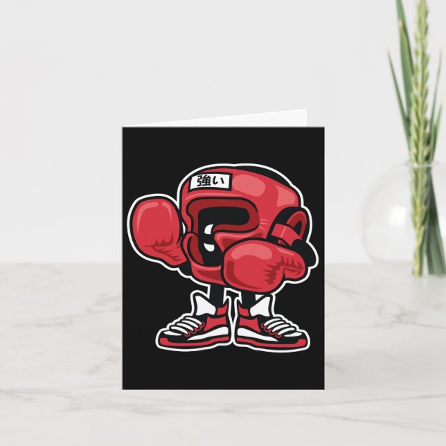 Carte Caricature De Champion De Boxe Mignonne Et Unique (Devant)