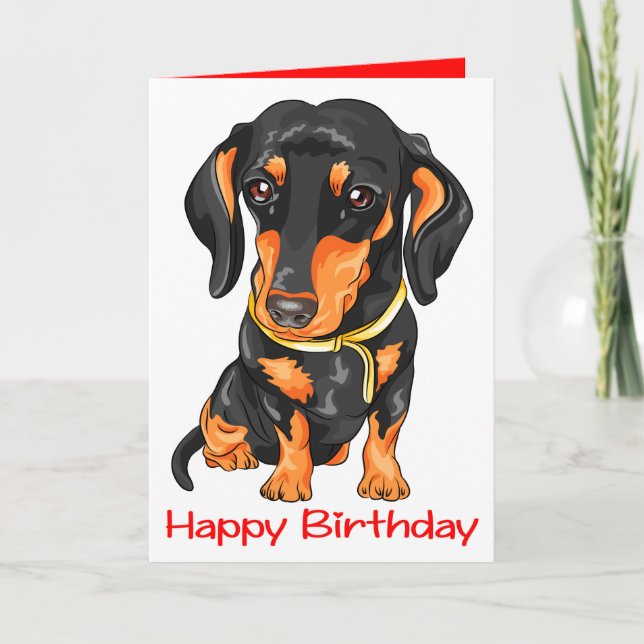 Carte Caricature de Chien Chien Mignonne Dachshund Anniv (Devant)