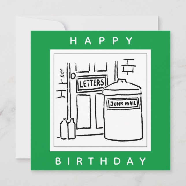 Carte Caricature de courrier indésirable et de poubelle (Devant)
