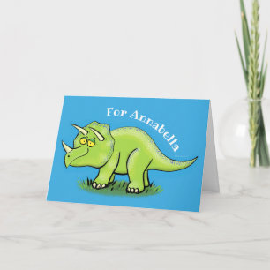 Carte Caricature de dinosaure de triceratops vert tendre