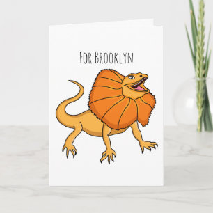 Carte Caricature de lézard à col frisé orange