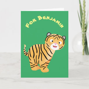 Carte Caricature de petit tigre joyeux