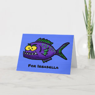 Carte Caricature de poisson de Piranha