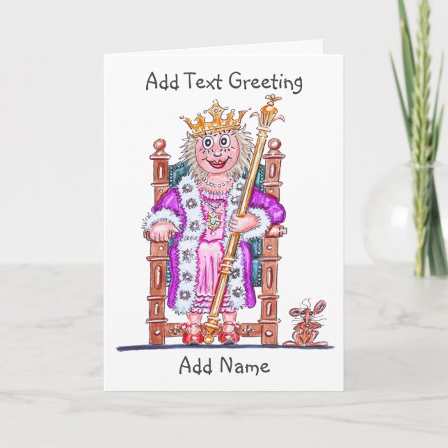 Carte Caricature de reine ou princesse femme (Devant)